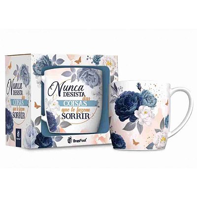 Caneca em Porcelana Urban 360ml - Coisas que te fazem Sorrir - BrasFoot