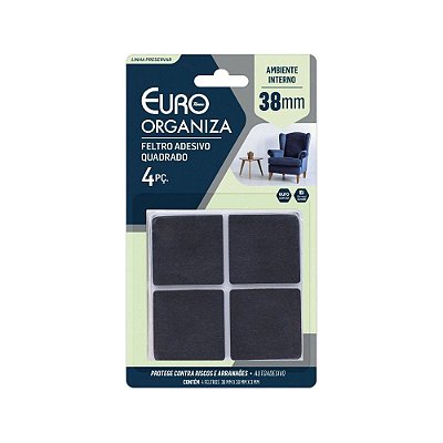 Adesivo EVA Antideslizante Quadrado 3,8cm - 4 Peças - Euro