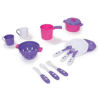 Kit Cozinha Infantil Tateti - 13 Peças - Roxo e Rosa - Calesita