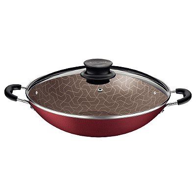 Wok com Tampa Paris Vermelho 36cm - Tramontina