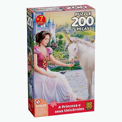 Quebra-Cabeça A Princesa e seus Unicórnios - 200 peças - Grow