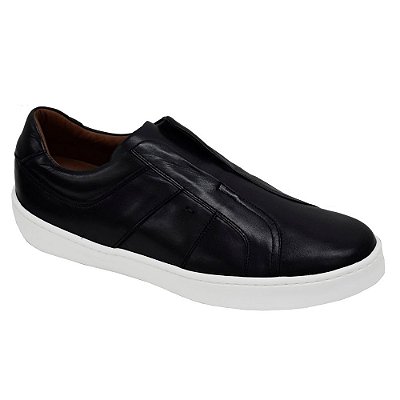 Sapatênis Masculino em Couro - Preto - CJ Shoes