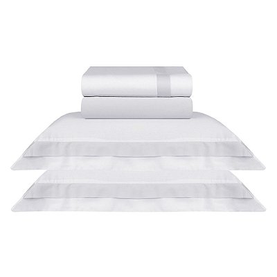 Jogo de Cama St. Germain Casal Branco - 300 Fios - Naturalle Fashion