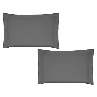 Kit Fronha Satinée Acetinado 300 Fios - 2 Peças - Chumbo Graff - Kacyumara