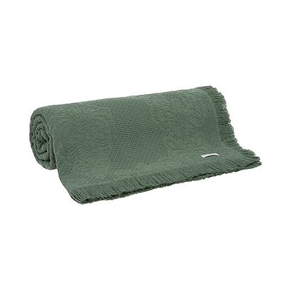 Colcha Medalhão com Franja Verde King - Buddmeyer