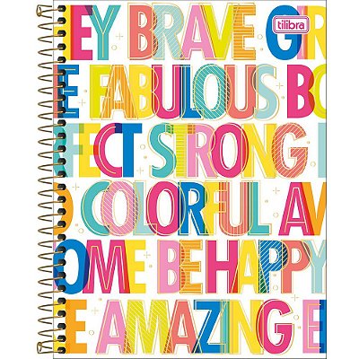 Caderno Colegial Be Nice - Words - 80 Folhas - Tilibra