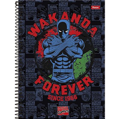 Caderno Marvel Pantera Negra - 80 Folhas - Foroni