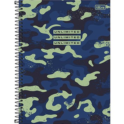 Caderno Hide Camuflado Azul - 80 folhas - Tilibra