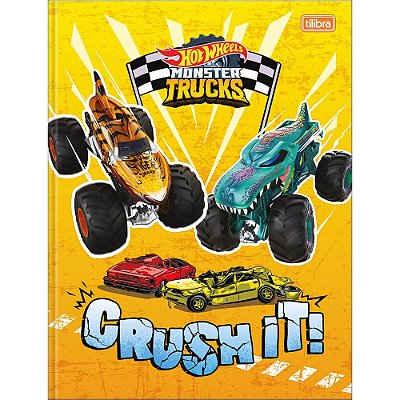 Caderno Brochura Hot Wheels Monster Trucks Crush It - 80 Folhas -Tilibra