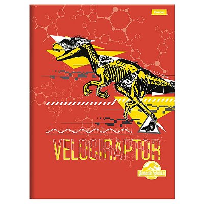 Caderno Brochura Jurassic World Vermelho - 80 Folhas - Foroni