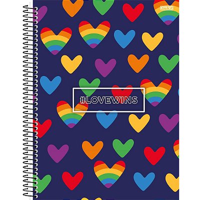 Caderno LoveWins Corações - 160 Folhas - São Domingos