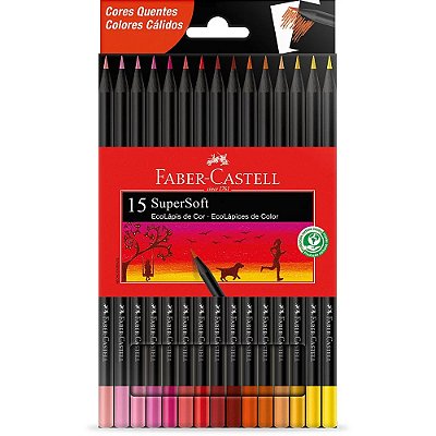 Lápis de Cor SuperSoft Cores Quentes - 15 Cores - Faber Castell