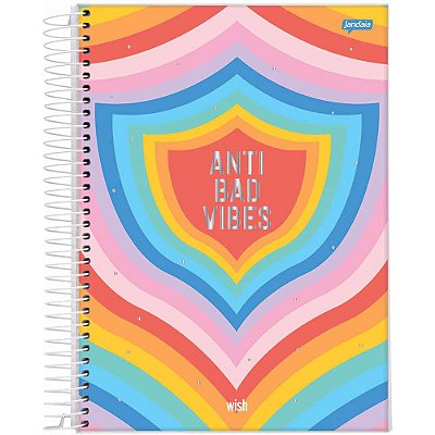 Caderno Espiral Wish Anti Bad Vibes - 80 Folhas - Jandaia