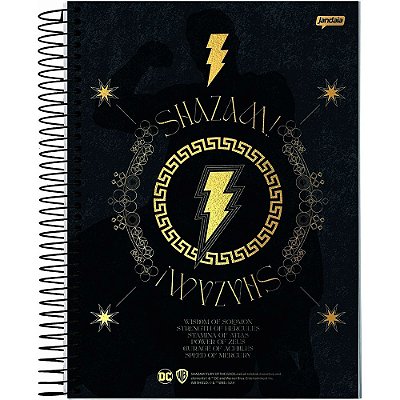 Caderno Espiral Black Adam DC Shazam Raio - 160 folhas - Jandaia