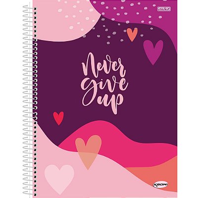 Caderno Kbom Never Give Up - 200 Folhas - São Domingos