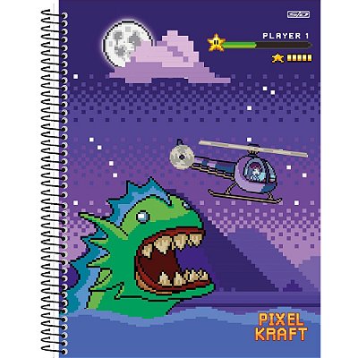 Caderno Pixel Kraft Monstro - 80 Folhas - São Domingos