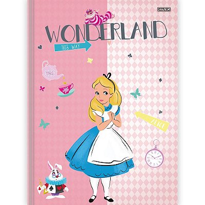 Caderno Brochura 1/4 Alice In Wonderland Rosa - 80 Folhas - São Domingos