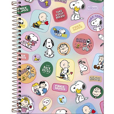 Caderno Colegial Snoopy Adesivos - 80 Folhas - Tilibra