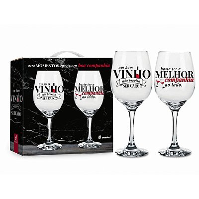 Jogo de Taças de Vinho - 2 Peças - Um Bom Vinho - Brasfoot