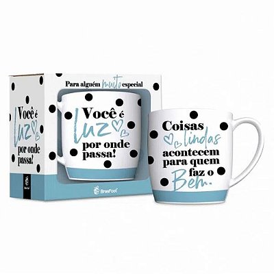 Caneca de Porcelana - 360ml - Você é Luz - Brasfoot