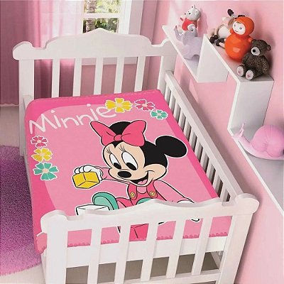 Cobertor Raschel Plus Disney Baby - Minnie Brincando - Jolitex