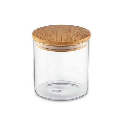 Pote Hermético Vidro com Tampa de Bambu - 750ml - Mimo Style