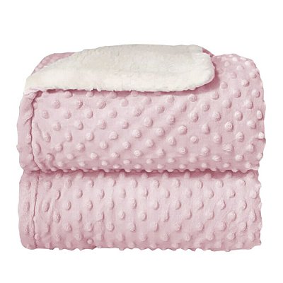 Cobertor Plush com Sherpa Dots - Rosa - Laço Bebê