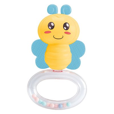 Chocalho Bichos Baby - Abelhinha Azul - DM Toys