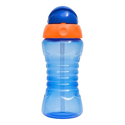 Garrafinha Fresh com Canudo em Silicone - Laranja e Azul - Buba