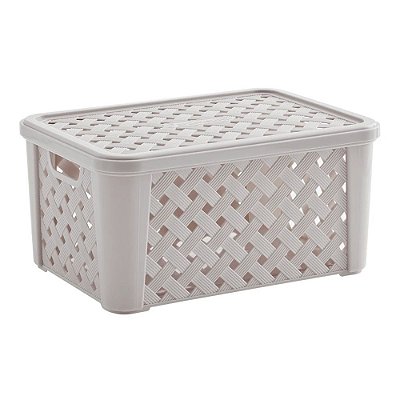 Cesto Línea Organizador com Tampa - Creme - 35cm - Paramount