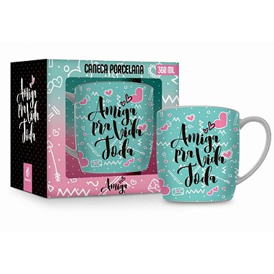 Caneca Urban de Porcelana - Amiga Para Toda a Vida - 300ml - Brasfoot