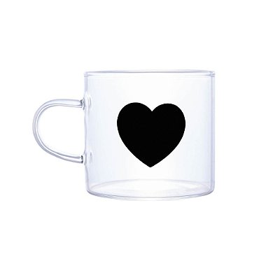 Caneca Black Heart Vidro Borossilicato - 125ml - Lyor