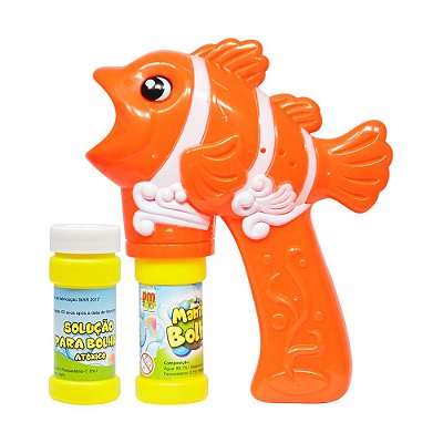 Lançador Mania de Bolha Peixe - Laranja - DM Toys