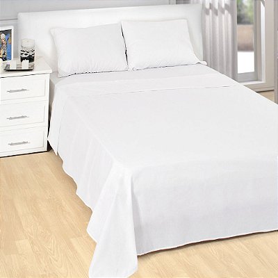 Jogo de Cama Premium Queen Branco - 150 Fios - Estamparia