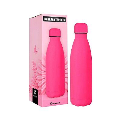 Garrafa Térmica Metal Neo - Rosa Neon - 500ml - Brasfoot