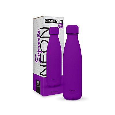 Garrafa Térmica Metal Neo - Roxo Neon - 500ml - Brasfoot