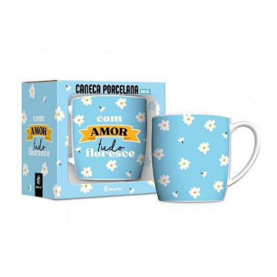 Caneca de Porcelana - 300ml - Com Amor - Brasfoot