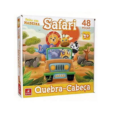 Quebra-Cabeça Safári - 48 Peças - Brincadeira de Criança