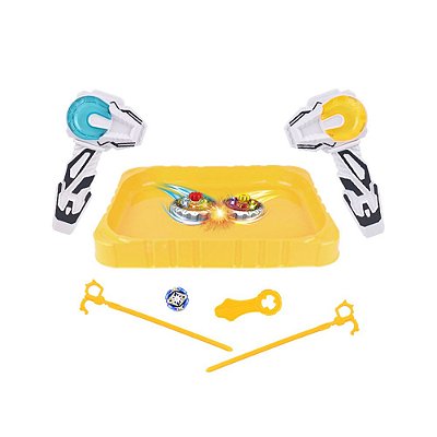 Pião Zip Zap Lançador Batalha - Azul e Amarelo - DM Toys