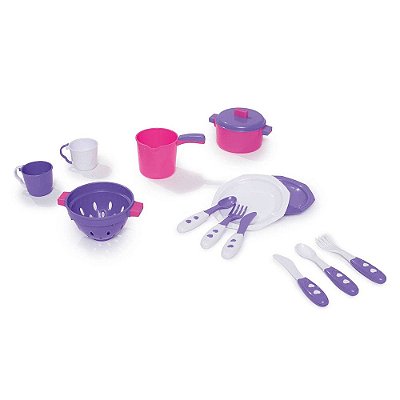 Kit Cozinha Tateti - 14 Peças - Rosa e Roxo - Calesita