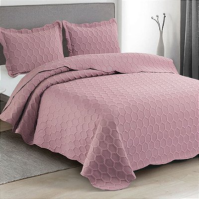 Kit Colcha Ilusion Favo Casal - Rosa - Camesa