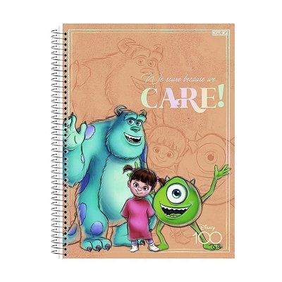 Caderno Espiral Disney 100 - Monstros S.A. - 160 folhas - São Domingos