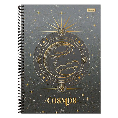 Caderno Universitário Cosmos - Preto - 160 Folhas - Foroni