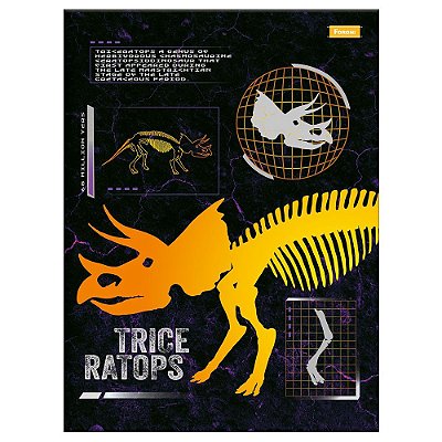 Caderno Sauros Triceratops - 80 Folhas - Foroni