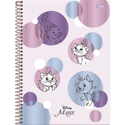 Caderno Disney Marie Metalizado - Rosa - 80 Folhas - Foroni