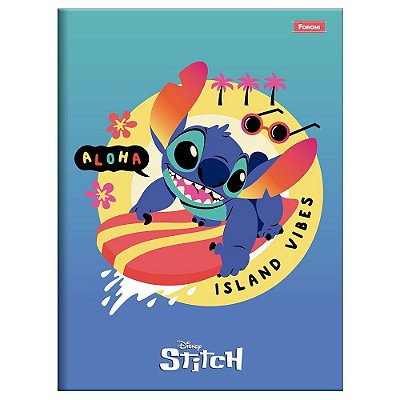 Caderno Brochura Stitch - Island Vibes - 80 Folhas - Foroni