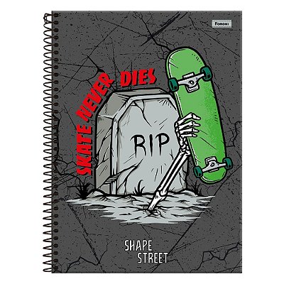 Caderno Shape Street Skate Never Dies - 160 Folhas - Foroni