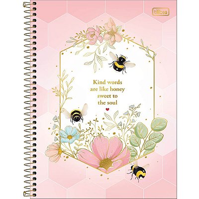 Caderno Espiral Honey Bee - Kind Words - 80 Folhas - Tilibra