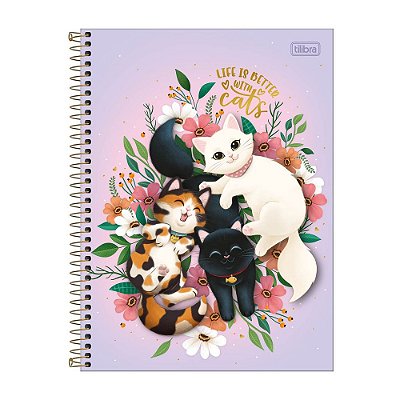 Caderno Purrfect Cats - Lilás - 160 Folhas - Tilibra