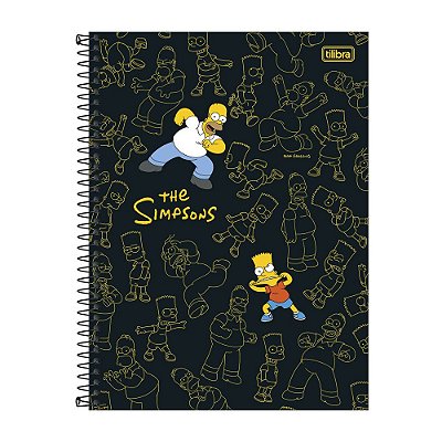 Caderno Os Simpsons Preto - 160 Folhas - Tilibra